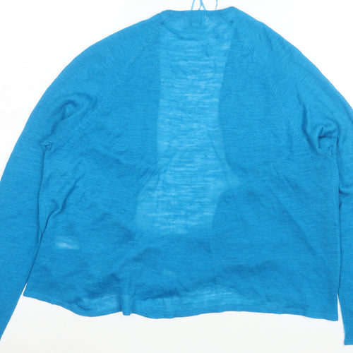 Monsoon Women’s Blue Linen Blend Open Front Lightweight Jacket Size L