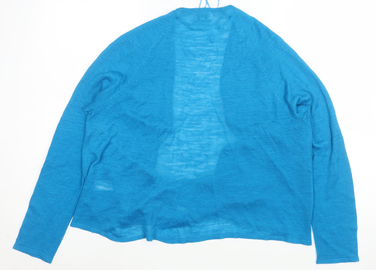 Monsoon Women’s Blue Linen Blend Open Front Lightweight Jacket Size L