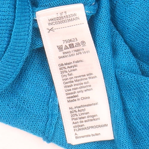 Monsoon Women’s Blue Linen Blend Open Front Lightweight Jacket Size L