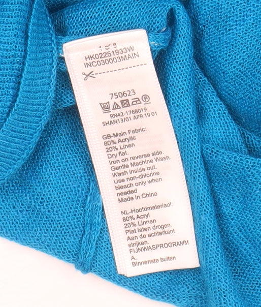 Monsoon Women’s Blue Linen Blend Open Front Lightweight Jacket Size L