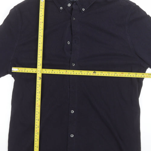 French Connection Men's Black Long Sleeve Cotton Polo Shirt Size L