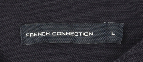 French Connection Men's Black Long Sleeve Cotton Polo Shirt Size L