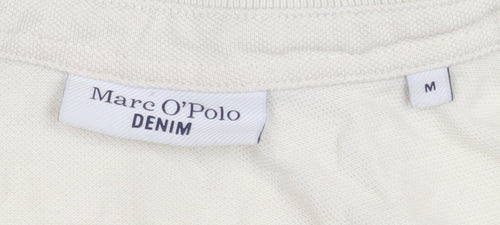 Marc O'Polo Women's Ivory Green Striped Cropped Rugby Shirt M