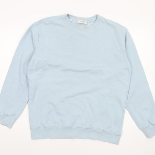 Selected Homme Unisex Light Blue Cotton Crew Neck Sweatshirt M