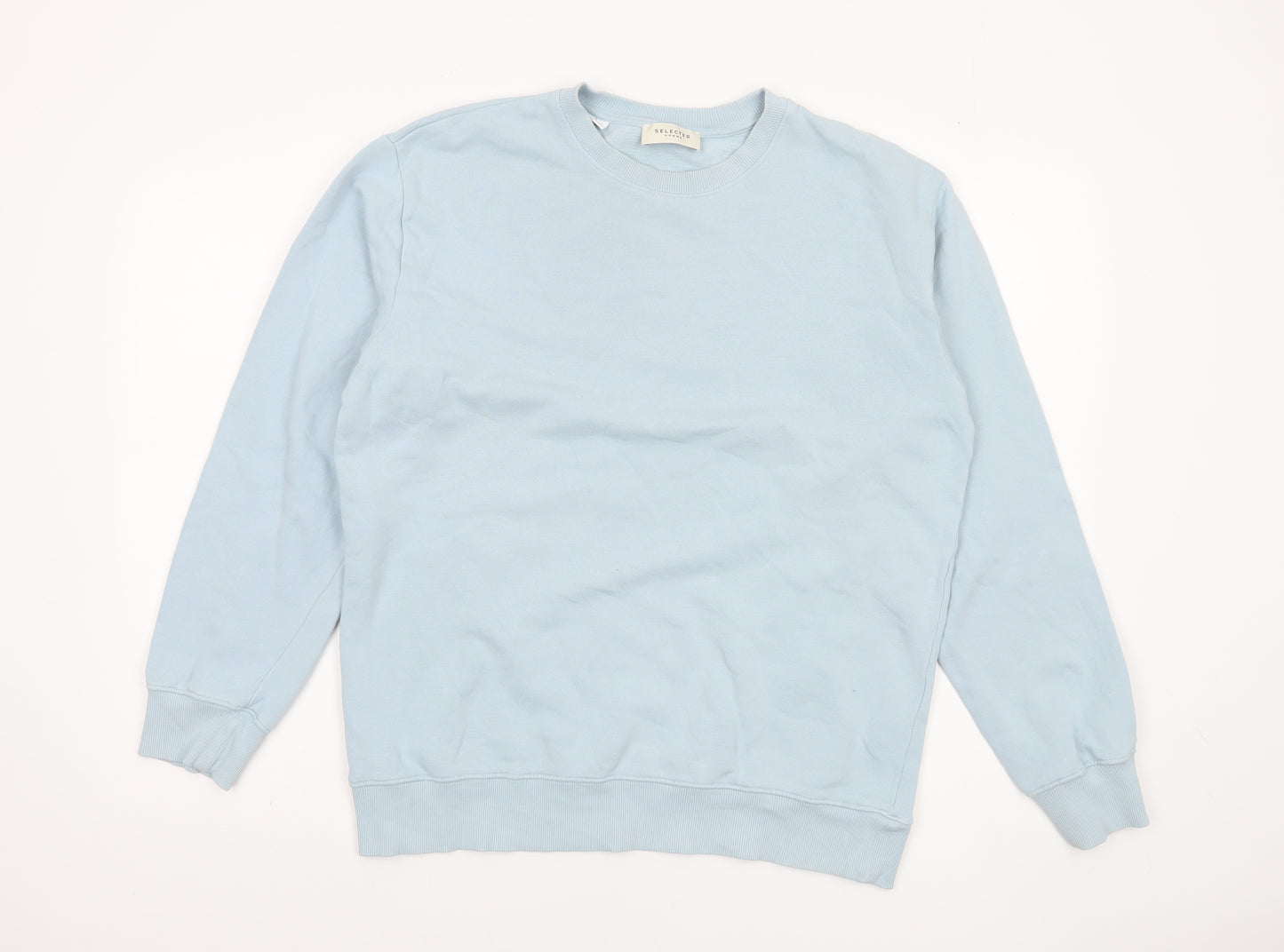 Selected Homme Unisex Light Blue Cotton Crew Neck Sweatshirt M