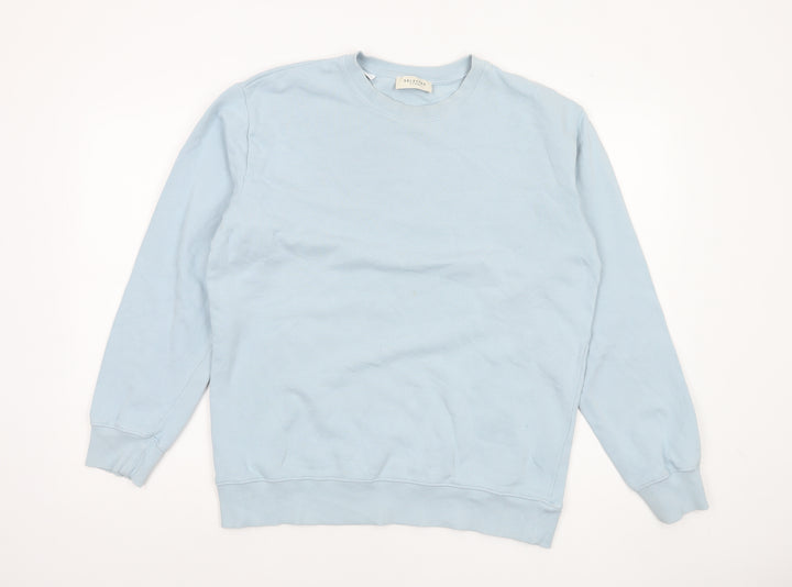 Selected Homme Unisex Light Blue Cotton Crew Neck Sweatshirt M