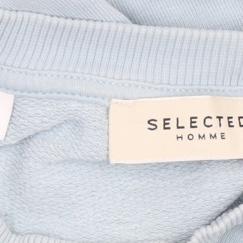 Selected Homme Unisex Light Blue Cotton Crew Neck Sweatshirt M