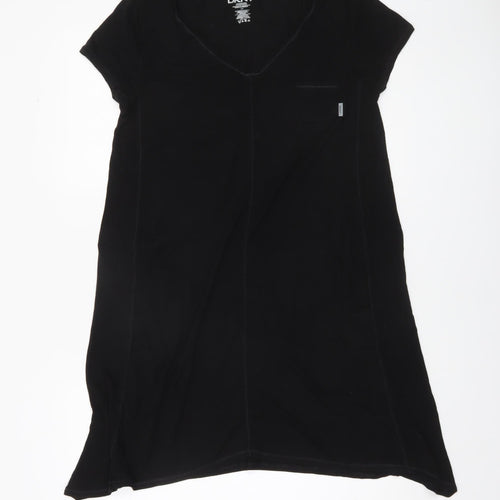 DKNY Women Black M V-Neck Short Sleeve T-Shirt Dress