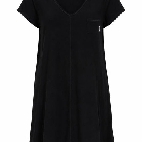 DKNY Women Black M V-Neck Short Sleeve T-Shirt Dress