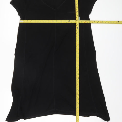 DKNY Women Black M V-Neck Short Sleeve T-Shirt Dress