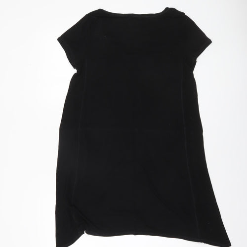 DKNY Women Black M V-Neck Short Sleeve T-Shirt Dress