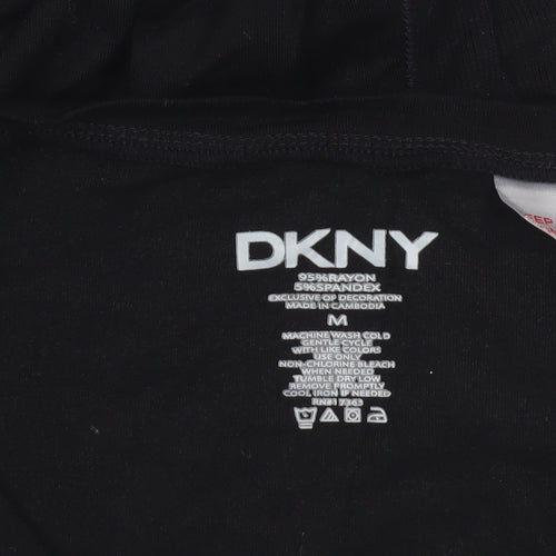 DKNY Women Black M V-Neck Short Sleeve T-Shirt Dress