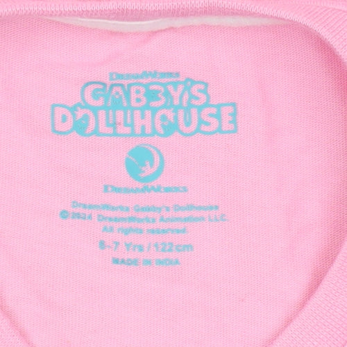 DreamWorks Gabby's Dollhouse Girls Pink Long Sleeve Pyjama Top 6-7 Years