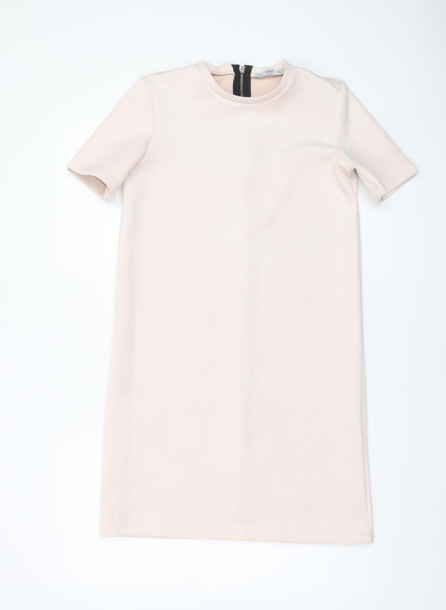Zara Women Beige Short Sleeve Shift Dress Size S