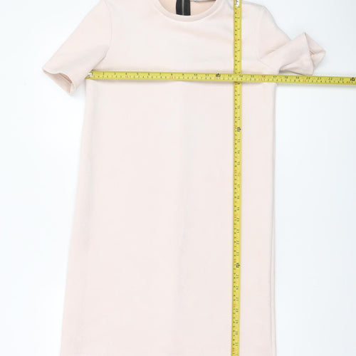 Zara Women Beige Short Sleeve Shift Dress Size S
