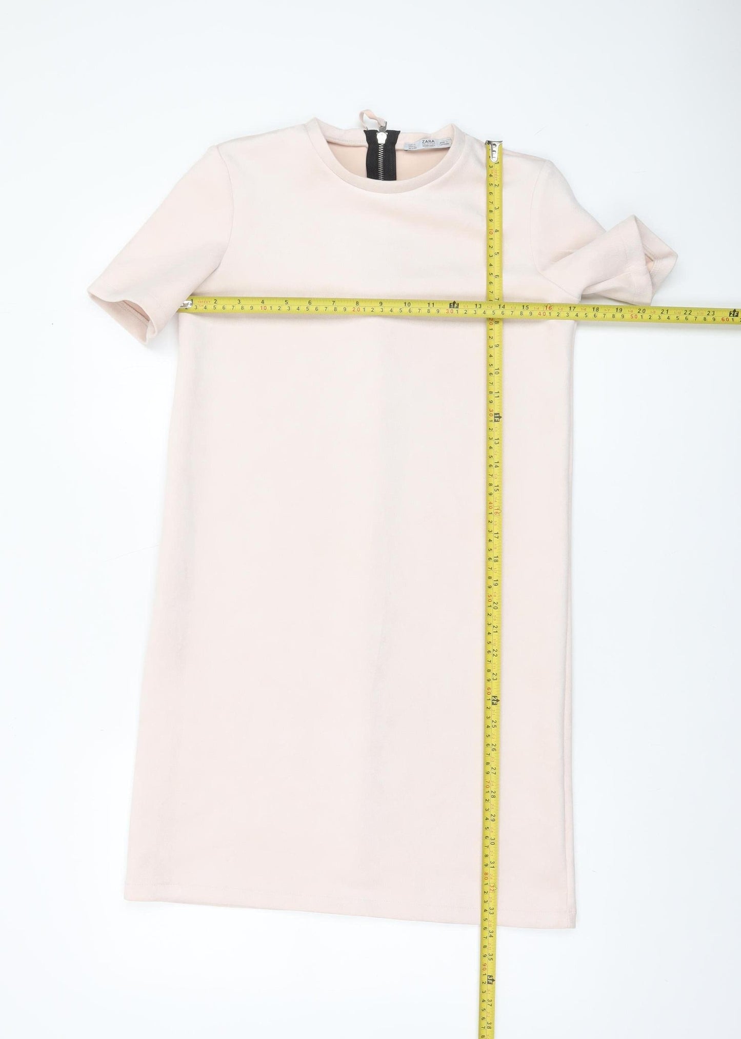 Zara Women Beige Short Sleeve Shift Dress Size S