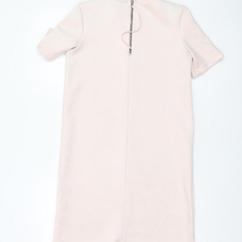 Zara Women Beige Short Sleeve Shift Dress Size S