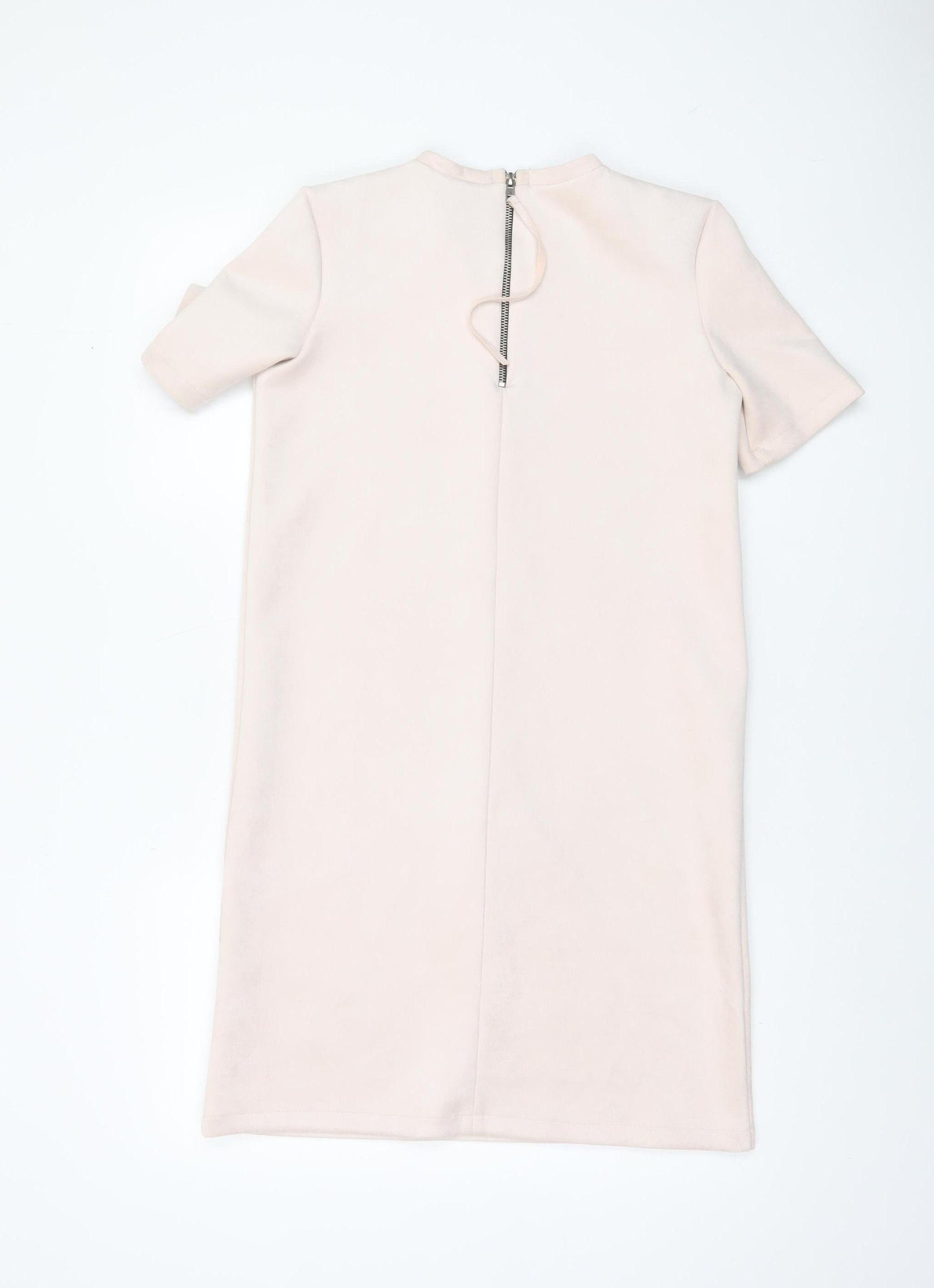 Zara Women Beige Short Sleeve Shift Dress Size S