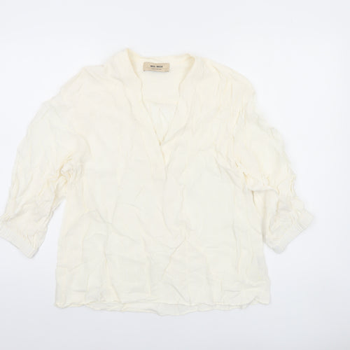 Mos Mosh Women Ivory Viscose Blouse S Tunic 3/4 Sleeve