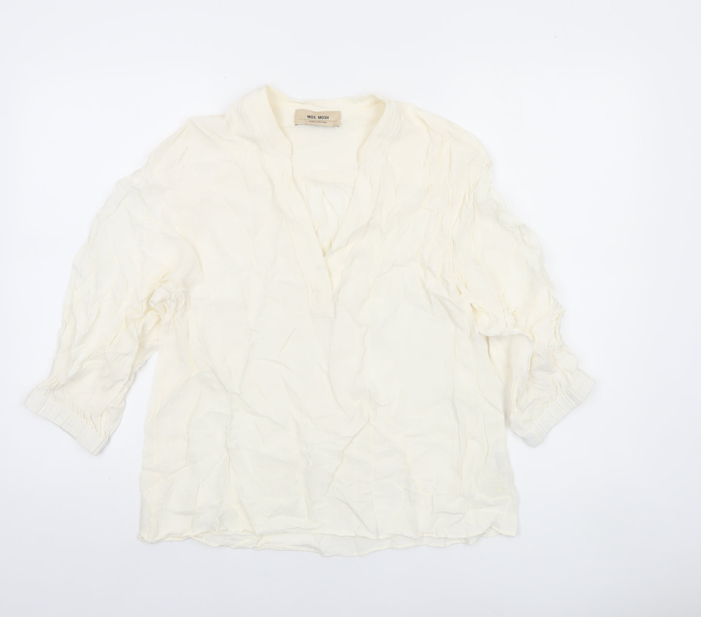 Mos Mosh Women Ivory Viscose Blouse S Tunic 3/4 Sleeve