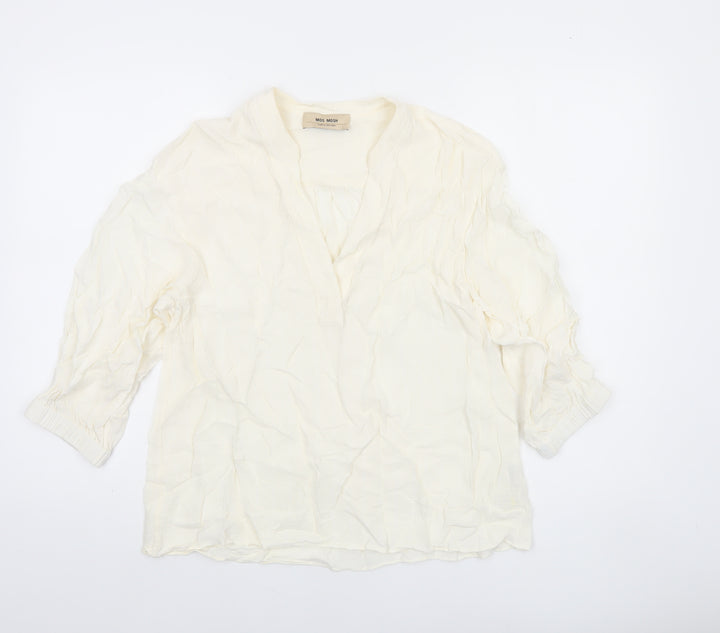 Mos Mosh Women Ivory Viscose Blouse S Tunic 3/4 Sleeve