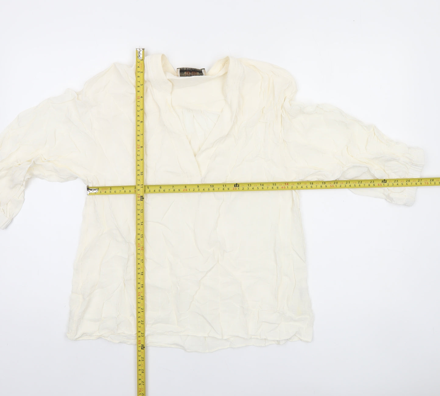 Mos Mosh Women Ivory Viscose Blouse S Tunic 3/4 Sleeve
