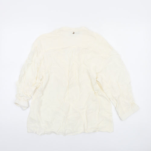 Mos Mosh Women Ivory Viscose Blouse S Tunic 3/4 Sleeve