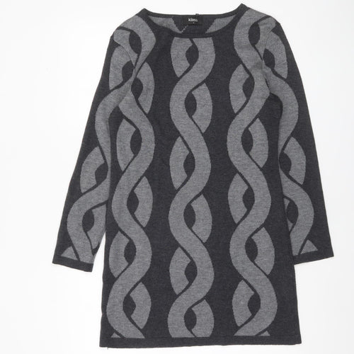 Klass Women’s Grey Geometric Knit Tunic Jumper Size S