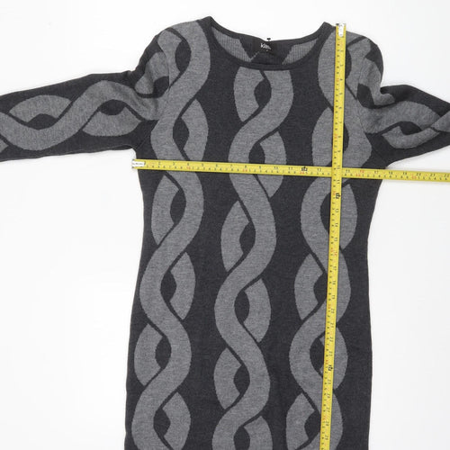 Klass Women’s Grey Geometric Knit Tunic Jumper Size S