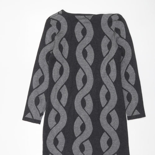Klass Women’s Grey Geometric Knit Tunic Jumper Size S
