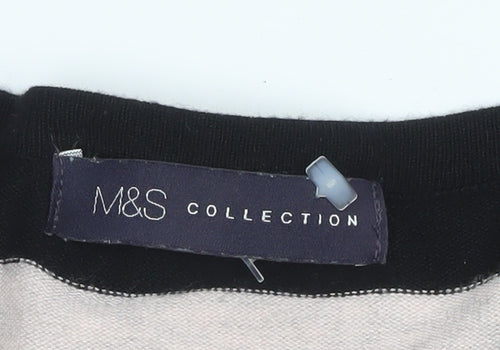 Marks and Spencer Women’s Black Striped Lace Knit Shift Dress Size 10
