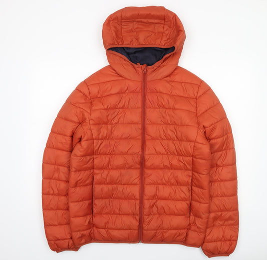 Primark Men’s Orange Hooded Ultra Lightweight Puffer Jacket M