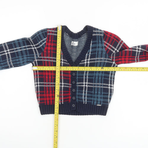 Hollister Womens Multicoloured Check Knit V-Neck Cardigan XS