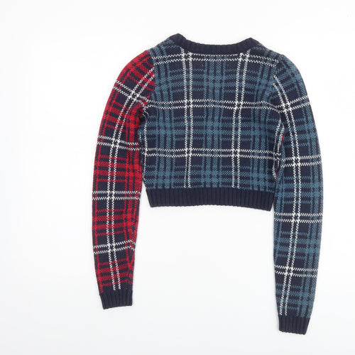 Hollister Womens Multicoloured Check Knit V-Neck Cardigan XS