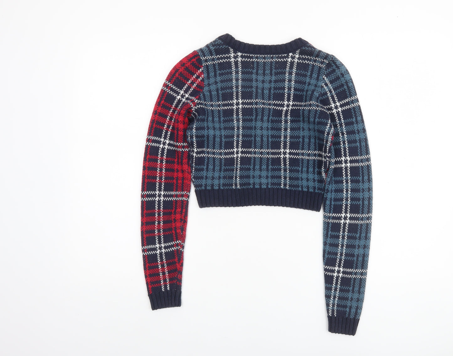 Hollister Womens Multicoloured Check Knit V-Neck Cardigan XS