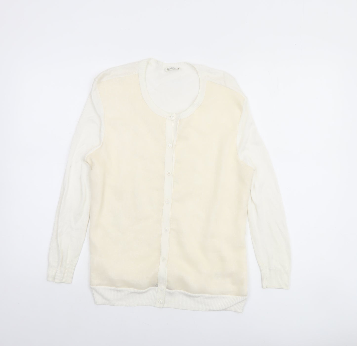 Kaliko Women’s Ivory Crew Neck Long Sleeve Cardigan Size 12