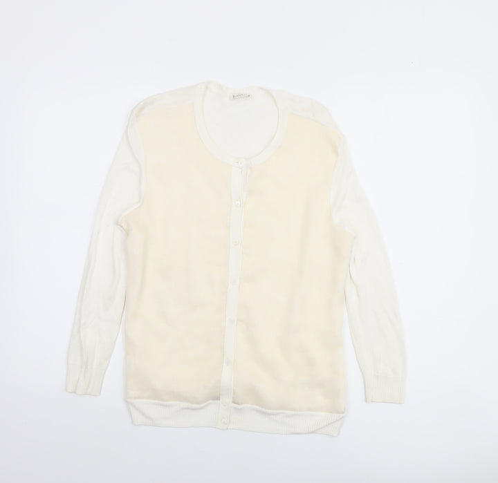 Kaliko Women’s Ivory Crew Neck Long Sleeve Cardigan Size 12
