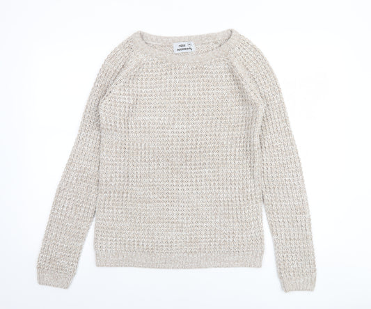 Miss Accessory Women’s Beige Chunky Knit Crew Neck Jumper Size M