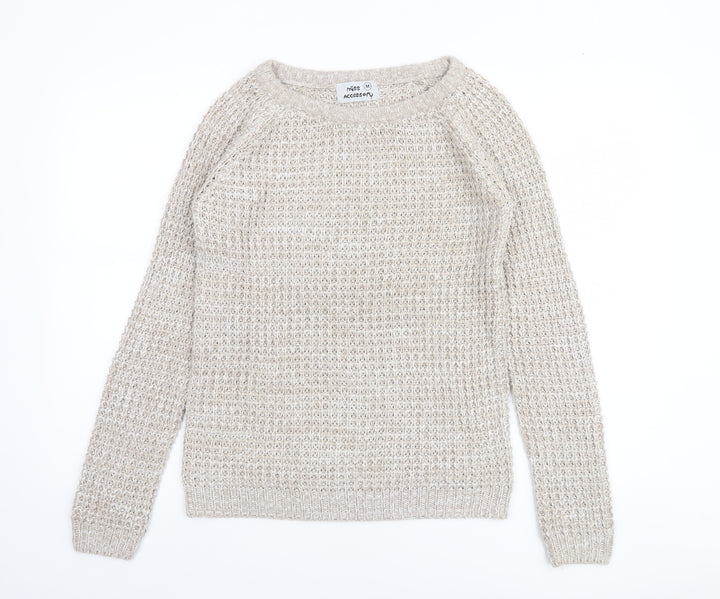 Miss Accessory Women’s Beige Chunky Knit Crew Neck Jumper Size M
