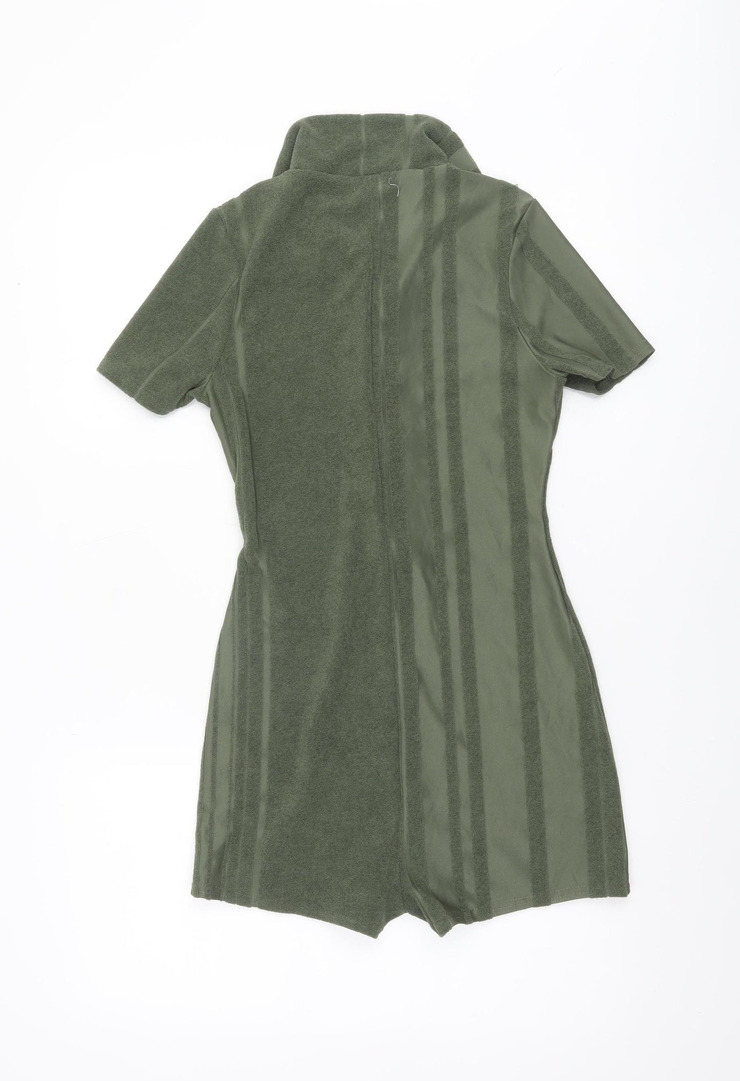 PrettyLittleThing Women’s Green Size 8 Collared Short Sleeve Playsuit