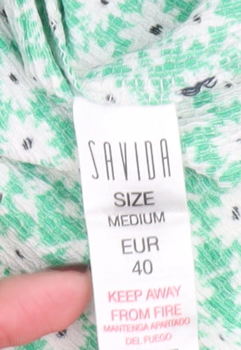 Savida Women’s Green Floral Midi Fit & Flare Dress Size 12