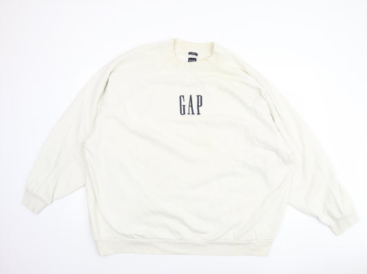 GAP Men’s Ivory Oversized Logo Sweatshirt XL Fleece Pullover