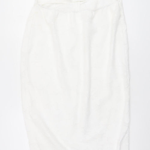 PrettyLittleThing Women White Size 14 Sleeveless Lace Bodycon Midi Dress
