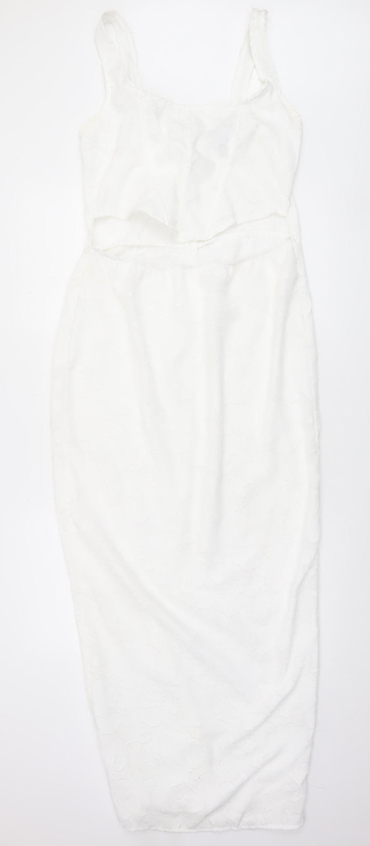 PrettyLittleThing Women White Size 14 Sleeveless Lace Bodycon Midi Dress