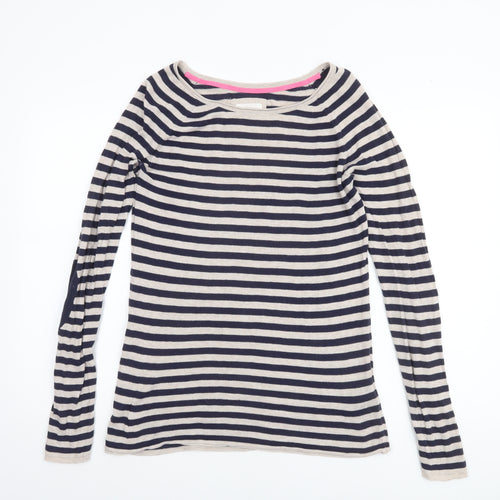 H&M Women’s Blue Striped Cotton Boat Neck Jumper Size 12