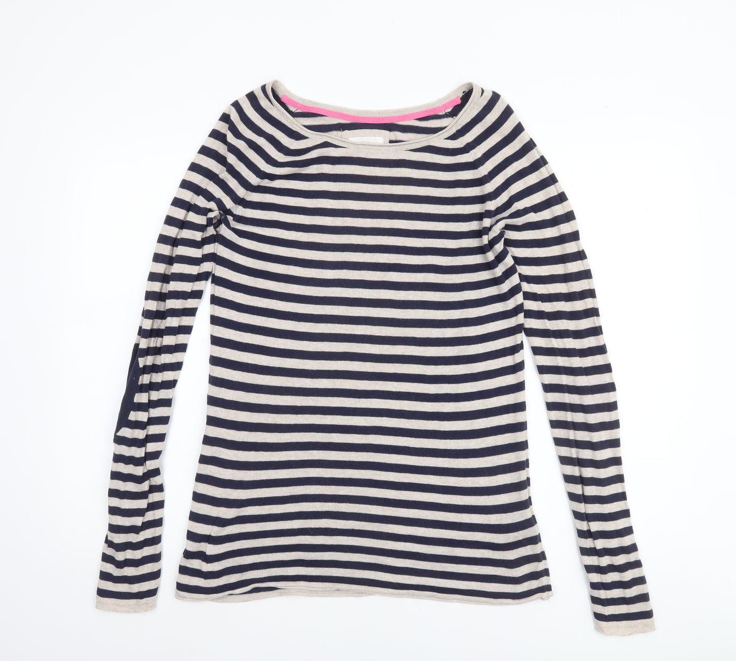 H&M Women’s Blue Striped Cotton Boat Neck Jumper Size 12