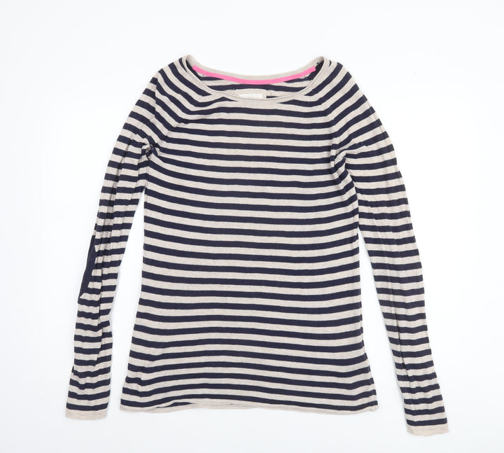 H&M Women’s Blue Striped Cotton Boat Neck Jumper Size 12