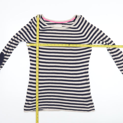 H&M Women’s Blue Striped Cotton Boat Neck Jumper Size 12