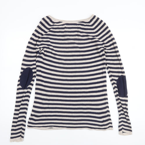 H&M Women’s Blue Striped Cotton Boat Neck Jumper Size 12