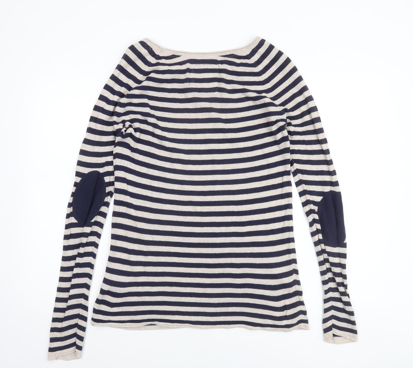 H&M Women’s Blue Striped Cotton Boat Neck Jumper Size 12